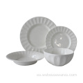 12 piezas de cena de porcelana blanca platos de cerámica blancos